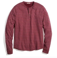 Marine Layer Double Knit Henley Burgundy Red Long Sleeve Shirt Men’s Larger Gore