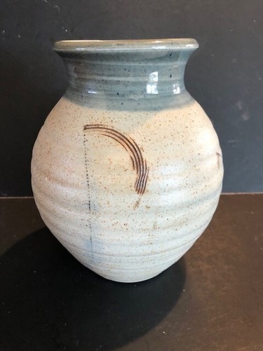 Blue Tone Art Pottery Vase Signed with Pottery Mark - Picture 2 of 7