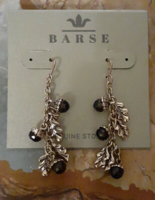 Designer Studio Barse Bronze Enchanted Smoky Quartz Gemstone Dangle Earrings 