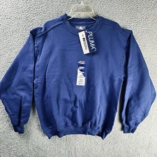 Vtg 90s Russell Athletic Sweatshirt Large Pluma Blue Blank Crewneck Dead Stock