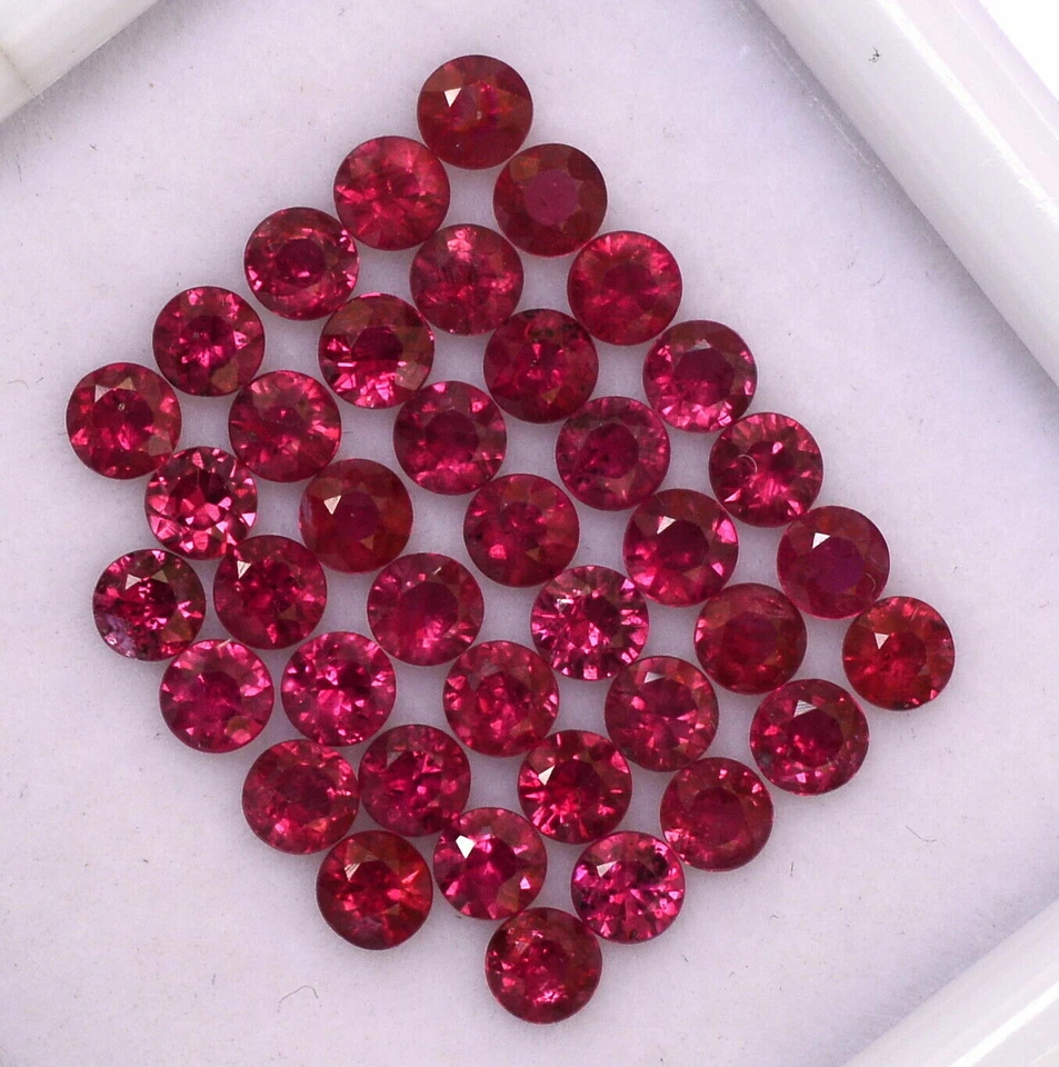 3 mm Natural Ruby Round Diamond Cut Lot 15 Pcs 1.94 Cts Calibrated Loose Gems - Image 3 of 3