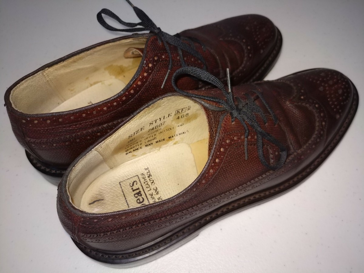 SEARS - Vtg 74607 Brown Leather Wingtip Dress Shoes, Mens 9 B