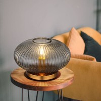 Tischleuchte Tischlampe Schlafzimmerlampe Led Beistelllampe 1 Flammig Rauchglas