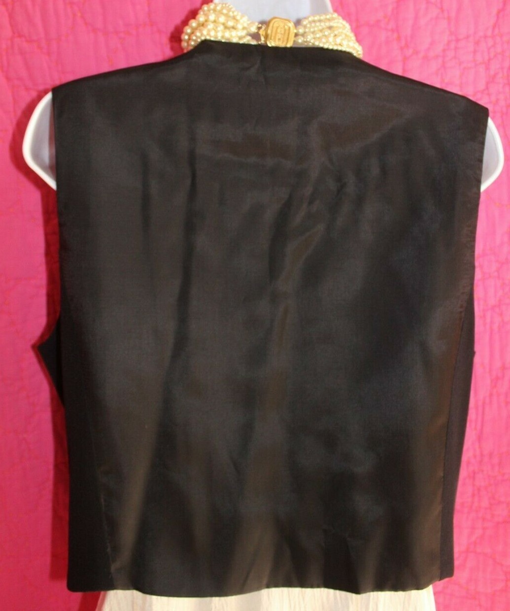 CAROLE LITTLE Patchwork Front Button Vest Black S… - image 3