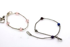 Lot of Two Kid's Sterling Silver Beaded Bracelets 5.5"  7" Long 3.2 g BR2551 