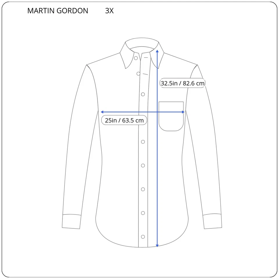 Martin Gordon Mens Shirt 3X Contemporary Fit Long Sleeve Blue Check Button Up - Image 2 of 4