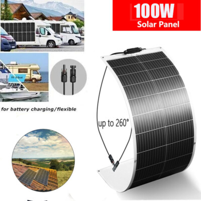 100W Flexible Solar Panel 12V Mono Home RV Rooftop Camping Off-Grid Power Batter