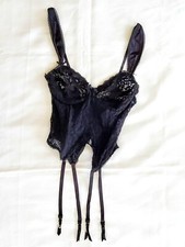 Black Lace Lingerie Corset Bustier Bra Support And Boning Size L 36DD Y2K VTG