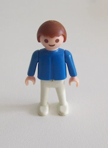 Playmobil (3210) child vintage - boy blue sweater pants white yellow legs