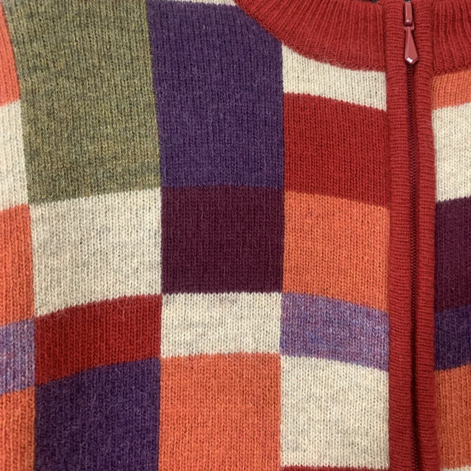 Cárdigan Suéter Sarah Spencer Mujer Mediano Rojo Retazos Cremallera Cottagecore Foto 3 de 4