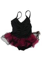 Girl Black Pink Tulle Skirted Motion Wear Dance Leotard Size M 8-10