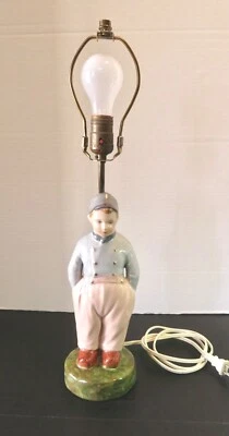 Porcelain Dutch Boy Figurine Table Lamp Vintage Mid-Century - Working! - Image 1 of 4