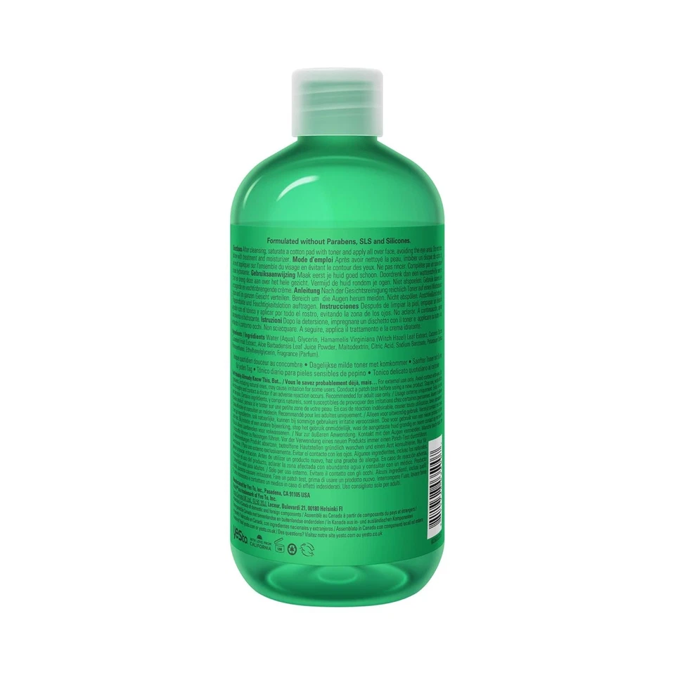 Yes To Cucumbers, toner calmante + calmante fl oz 12, pele sensível, equilíbrio... - Imagem 3 de 4