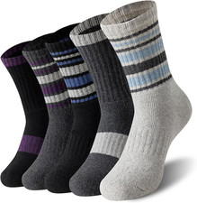 Merino Wool Hiking Socks Men Thick Thermal Warm Winter Crew Boot Socks 5 Pairs