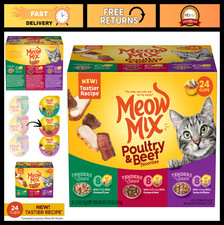 Wet Cat Food Variety Pack - Poultry & Beef Favorites, 24 Cups, Grain-Free, High