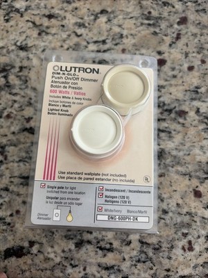Lutron Dimmer Lighting DNG-600PH-DK Rotary Push Knob White/Ivory Single Pole NEW