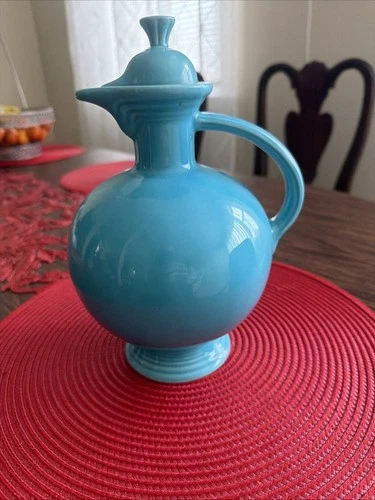Fiesta Turquoise Disc Water Decanter Pitcher with Stopper HLC USA Genuine
