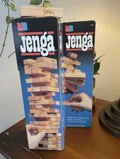 Vintage 1986 Hasbro Jenga Game Classic Wooden Pieces Balanced & Stacked