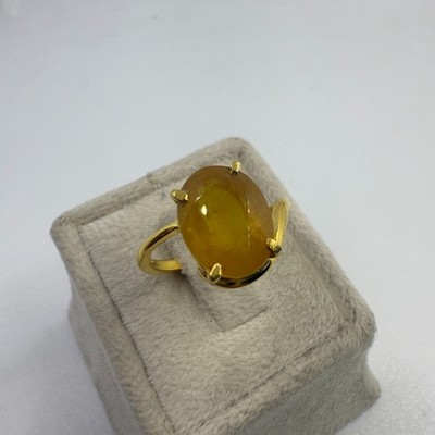 Natural Yellow Sapphire Silver Ring, 925 Sterling Silver Ring, Gold Vermeil Ring