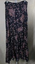 Free People Backseat Glamour Maxi Skirt Black Floral Boho Women s 8 Excellent