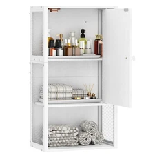 Small Medicine Cabinet, White Bathroom Cabinet Wall Mounted, 3-Tier Bathroom ...