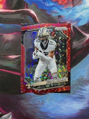 2025 Panini Prizm Chris Olave Red No Huddle Prizm 12/99 Jersey# #192 Saints