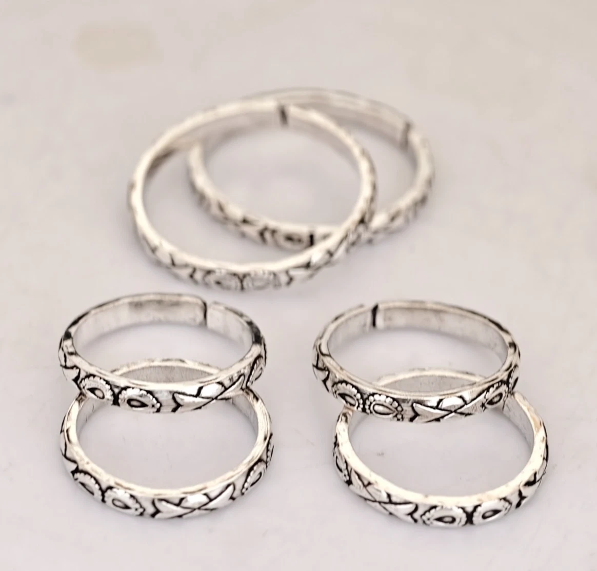 925 Sterling Silber oxidierter Zehenring Handarbeit verstellbar Boho Fußschmuck