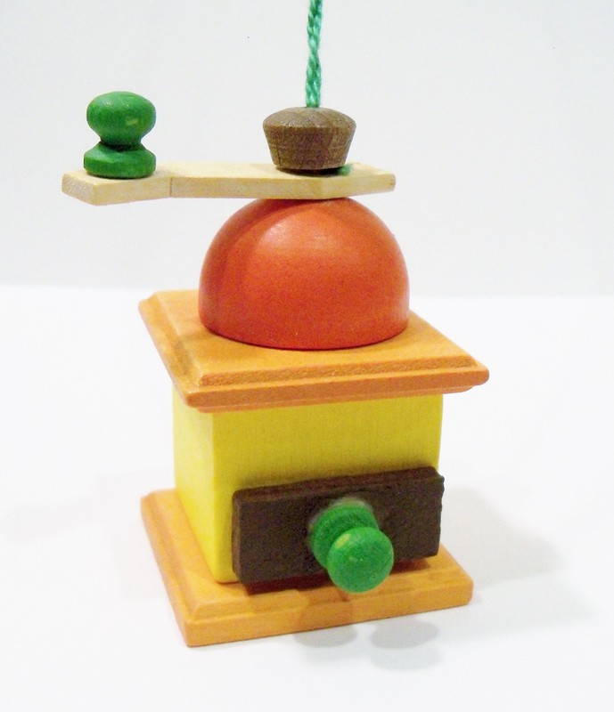 Erzgebirge Germany Coffee Grinder Mill Wooden Wood Otto Ulbricht Vintg Ornament