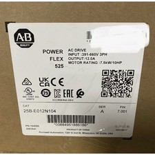 Allen Bradley 25B-E012N104 10HP FW 6.001 POWERFLEX 525 AC DRIVE US Free Tax