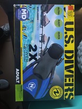 US Divers Adult Shredder Fin Black Blue Travel Series Unisex M 7-10 W 8-11