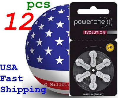 12 pcs Power One size 10 PR70 Evolution Card 1.45V Zinc Air Hearing Aid Battery