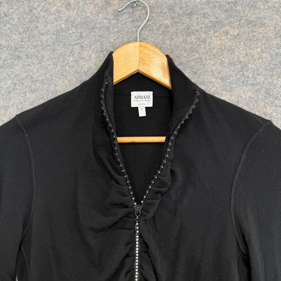 Suéter Armani Collezione Mezcla Lana Cachemira Cremallera Completa Mujer 8 Cristal Acanalado Foto 3 de 4
