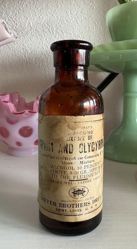 Antique OPIUM & Glycyrrhiza Medicine Bottle Meyer Brothers Drug Co. Saint Louis