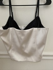 Aritzia Dazzle Satin Bustier Size 10 White Black Adjustable Straps