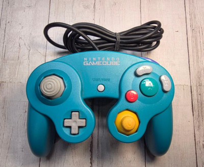 Rare Nintendo GameCube Controller Emerald Blue Authentic OEM DOL-003 Tested JPN