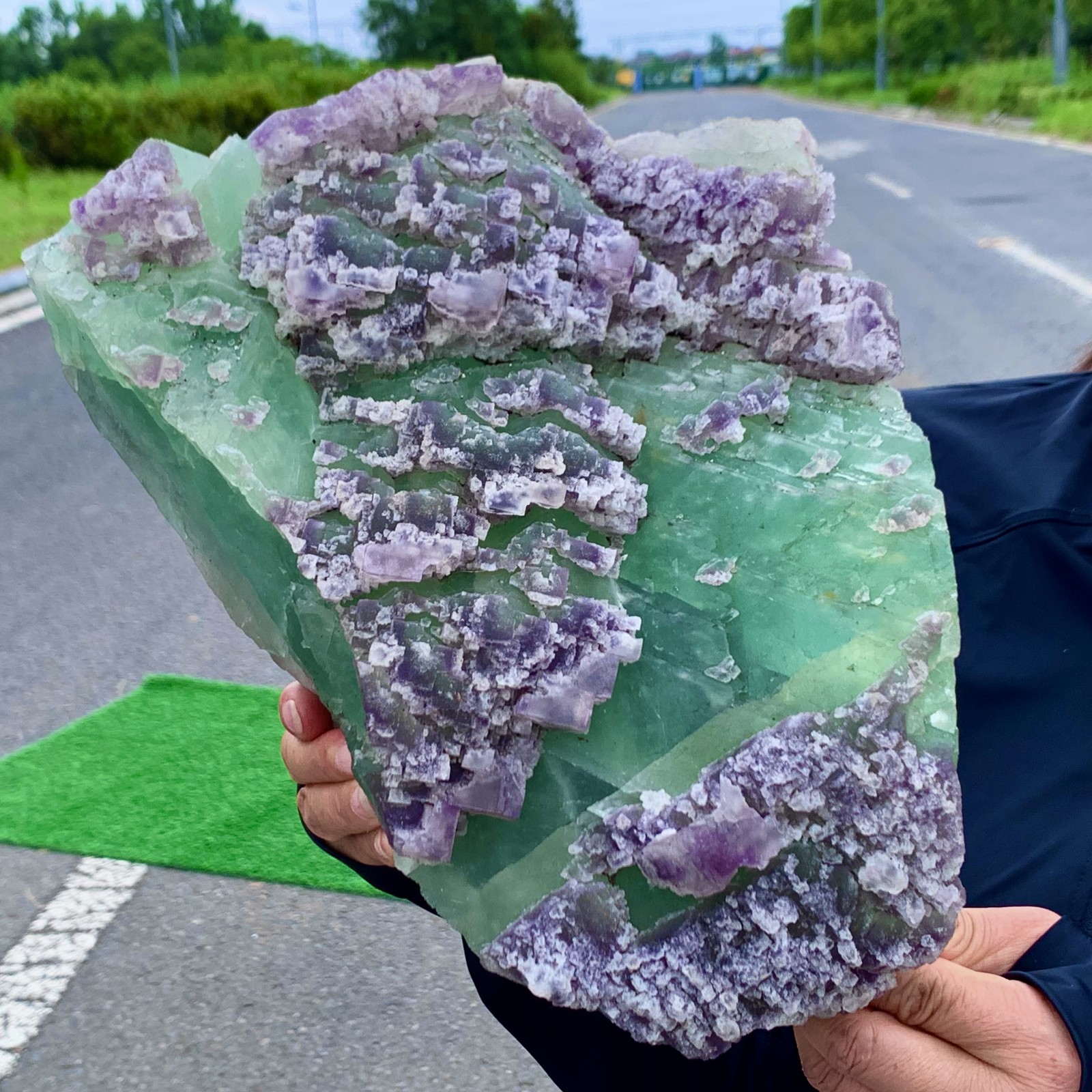16.94LB Natural transparent purple green Fluorite Mineral Crystal sample China