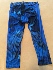 Nike Pro HyperCool Compression Tights   Blue/Black Pattern   Size Large