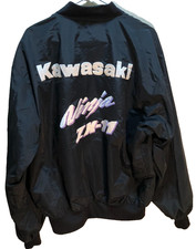 Kawasaki Ninja ZX-11 Vintage 90s Black Stitched Sport Motorcycles Zip Jacket XL