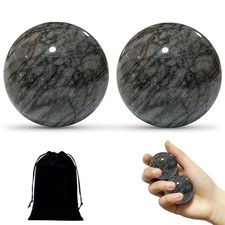 Baoding Balls Hand Therapy Balls, Dark Grey, 1.57 inch, 2 Pack Medium-1.57"