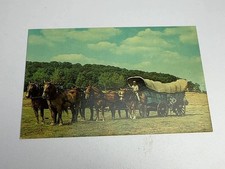 Conestoga Wagon PA Paese olandese cartolina d'epoca Landis Valley Farm