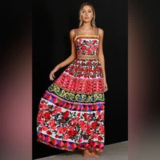 Bright multicolor pattern maxi dress