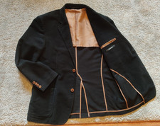 ANSON'S Herren Sakko Gr.  L Baumwolle Soft Blazer Modern Lässig Schwarz TOP