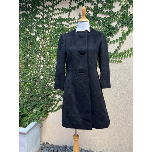 1980 Tung Sum & co black alpaca coat super soft embroidered quilted silk lining