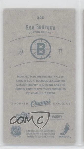 2009-10 Upper Deck Champ's Mini Blue Back Ray Bourque #205 HOF - Image 2 of 2