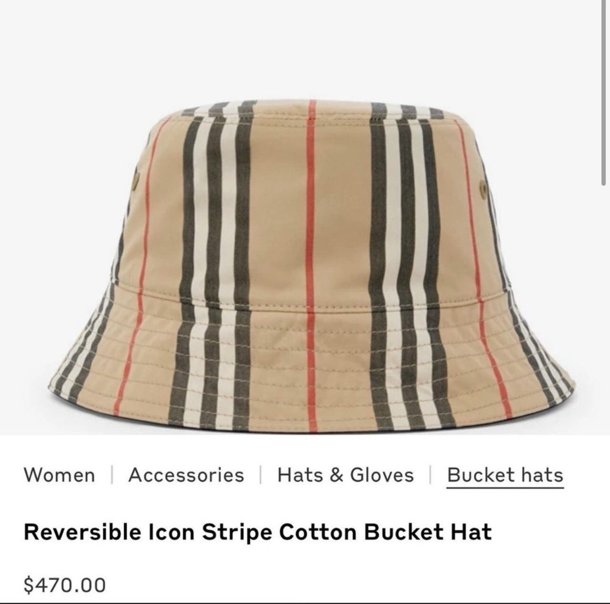 BURBERRY Reversible Icon Stripe Cotton Bucket Hat! | eBay