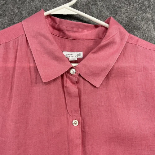 J. Jill Womens Top 3X Pink Love Linen Boho 3/4 sleeve Blouse Lagenlook