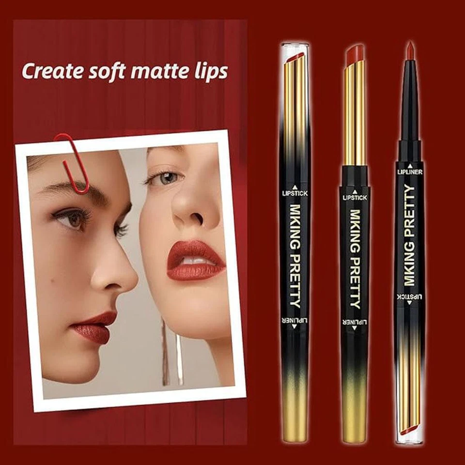 Double head lipstick matte moisturizing lipliner Long NEW lasting ▲ makeu D2P3 - Image 3 of 4