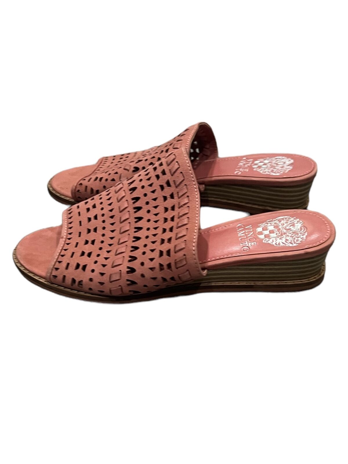 Vince Camuto Rallema Pink Leather Slides Mules Si… - image 2