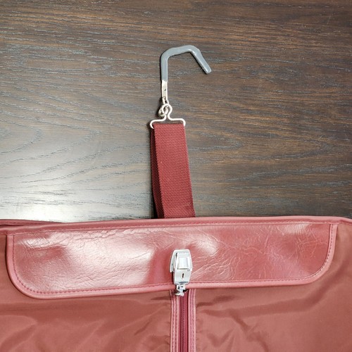 RARE HTF SAMSONITE Leather HANGING GARMENT BAG Burgundy Suit Carrier Travel Red - Picture 15 of 23