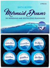 BRUBAKER 6 Handmade "Mermaid Dreams" Fizzing Bath Bombs - All Natural Vegan